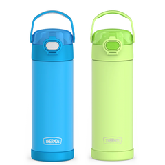 16oz FUNtainer Water Bottles with Locking Lids Electric Blue & Neon Lime Bundle