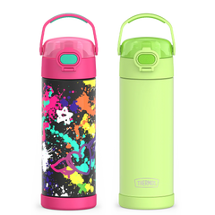16oz FUNtainer Water Bottles with Locking Lids Neon Lime & Graffiti Bundle