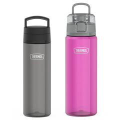 26oz Screw Top Lid & 32oz Spout Lid Lightweight Water Bottle Bundle - Smoke & Aubergine