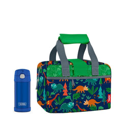 LUNCH DUFFLE WITH 12oz FUNTAINER® SOLID BOTTLE WOODLAND DINO