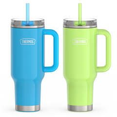 40oz Glossy Cup Holder Mug Bundle - Bright Blue & Lime