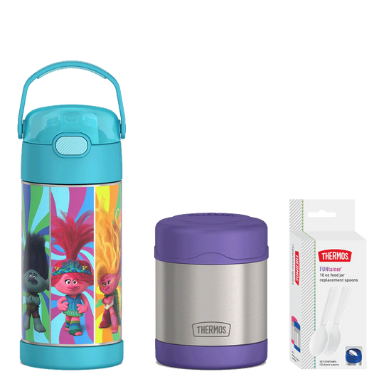 12oz Trolls FUNtainer Water Bottle & 10oz Food Jar Bundle