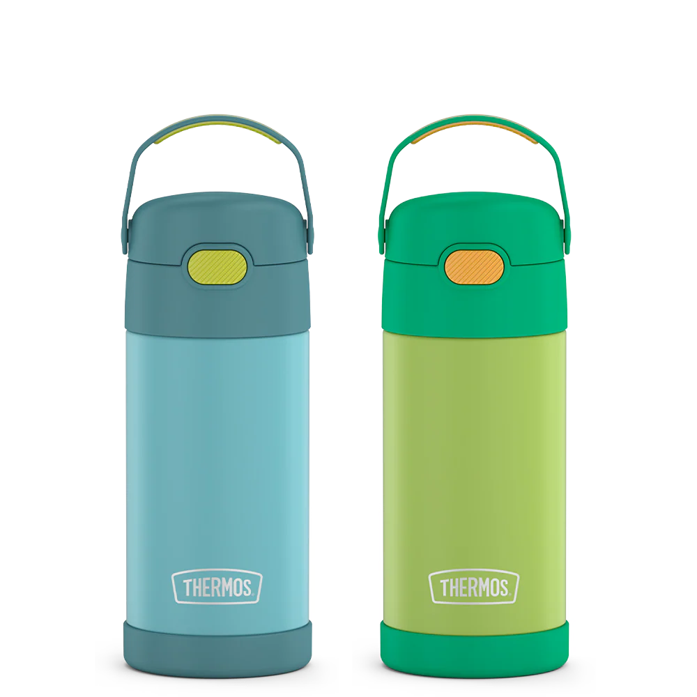 12oz FUNtainer Water Bottles Blue/Green & Lime/Orange Bundle