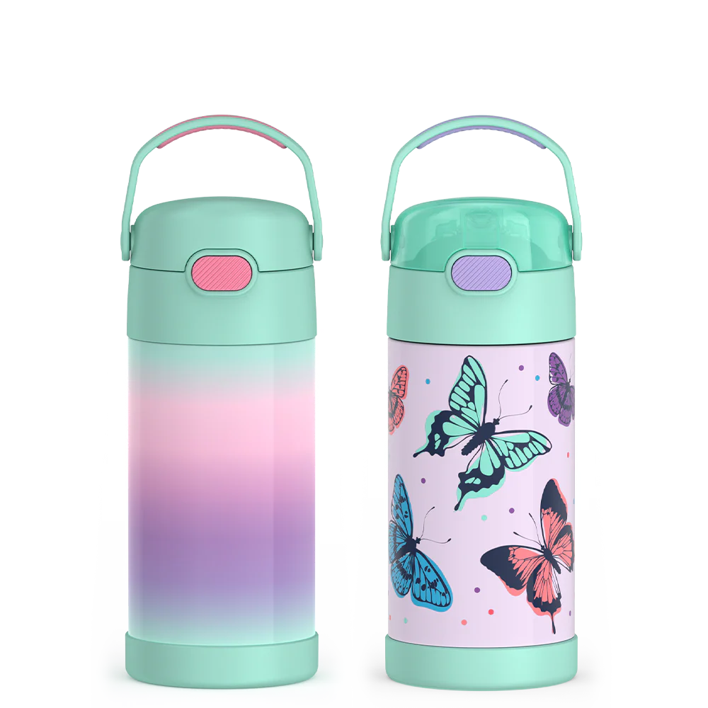 12oz FUNtainer Water Bottles Mint Ombre & Butterfly Frenzy Bundle