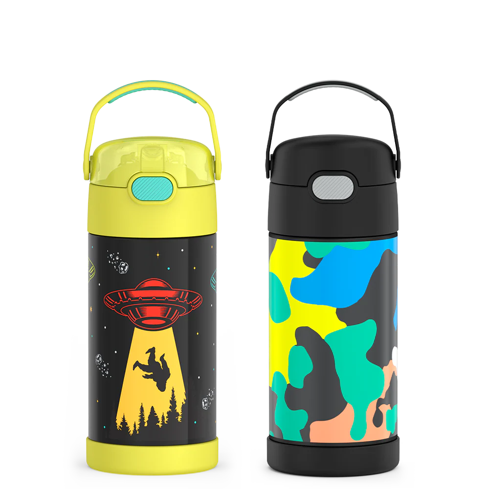 12oz FUNtainer Water Bottles Out of This World & Neon Camo Bundle
