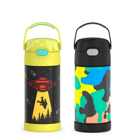 12oz FUNtainer Water Bottles Out of This World & Neon Camo Bundle
