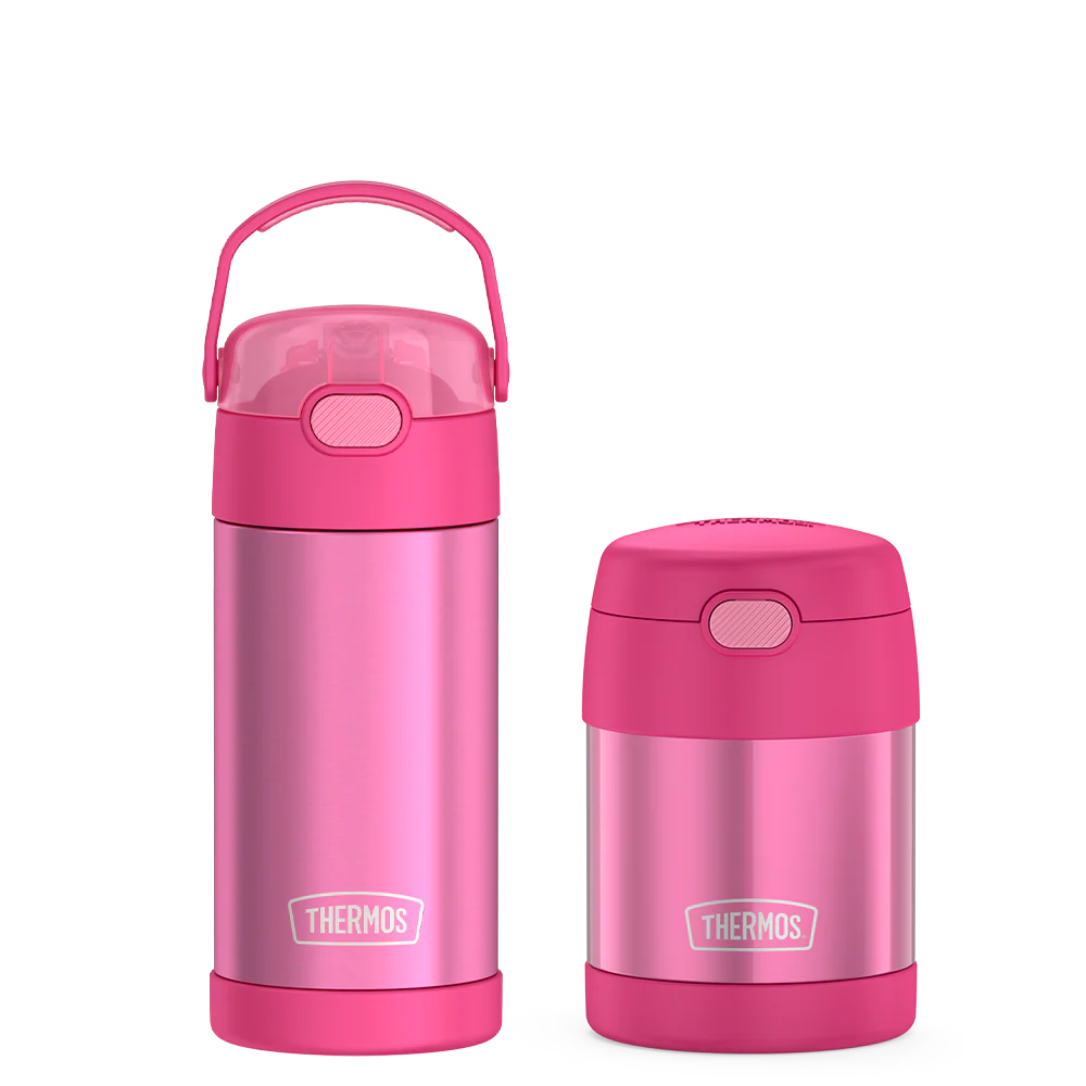 12oz FUNtainer Water Bottle & 10oz Food Jar Bundle - Pink
