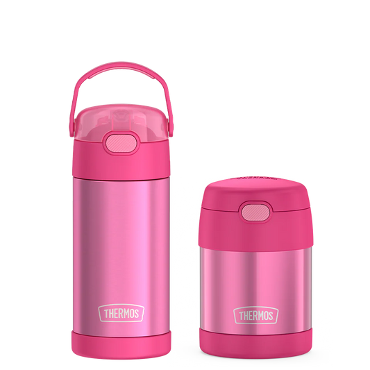 12oz FUNtainer Water Bottle & 10oz Food Jar Bundle - Pink