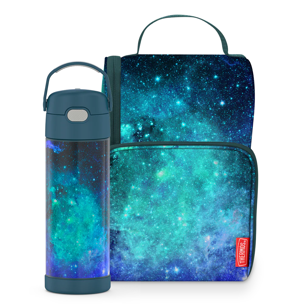 16oz FUNtainer Water Bottle & Lunch Box Bundle - Galaxy Teal