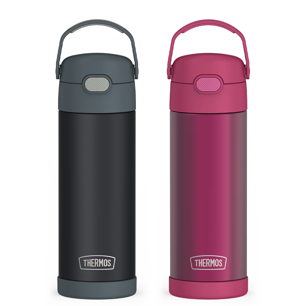 16oz FUNtainer Water Bottles Translucent Charcoal & Rosewood Bundle