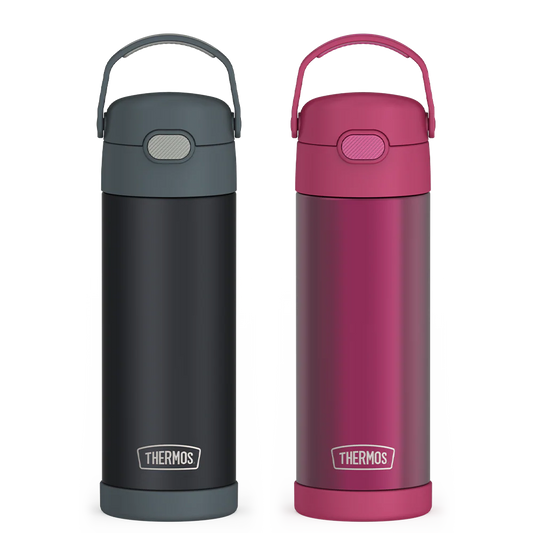 16oz FUNtainer Water Bottles Translucent Charcoal & Rosewood Bundle