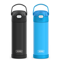 16oz FUNtainer Water Bottles with Locking Lids Black & Blue Bundle