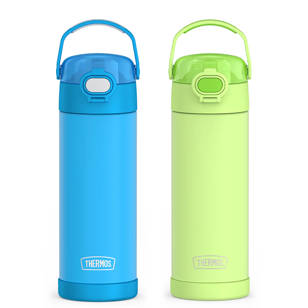 16oz FUNtainer Water Bottles with Locking Lids Electric Blue & Neon Lime Bundle