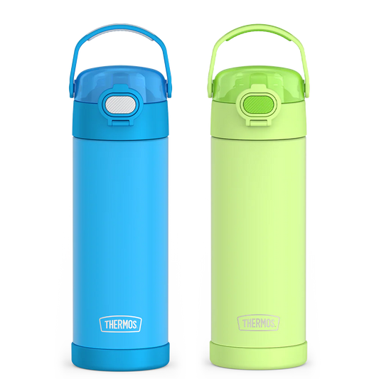16oz FUNtainer Water Bottles with Locking Lids Electric Blue & Neon Lime Bundle