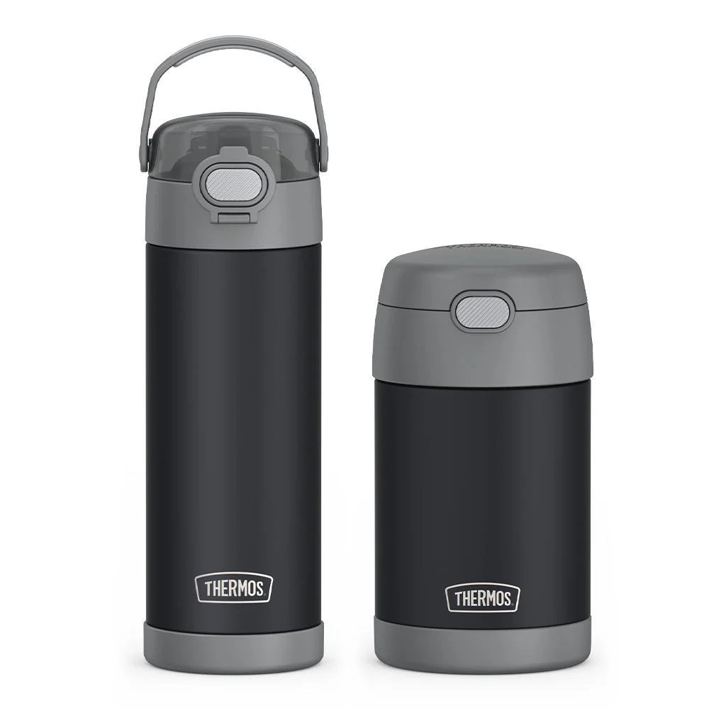 16oz FUNtainer Water Bottle & Food Jar Bundle - Charcoal