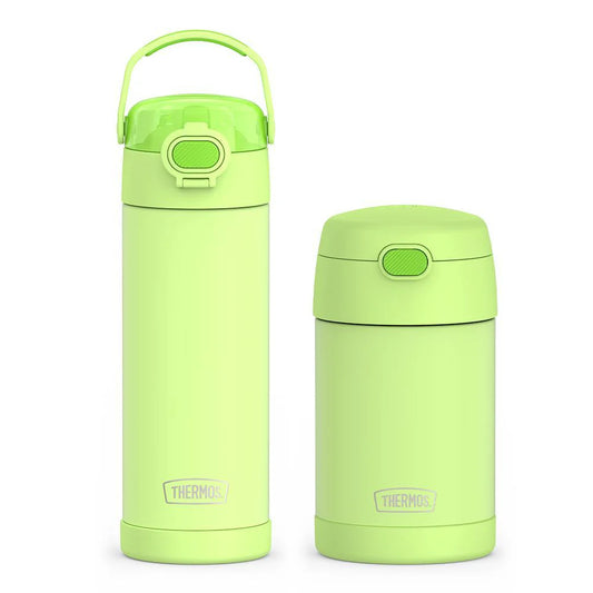 16oz FUNtainer Water Bottle with Locking Lid & Food Jar Bundle - Neon Lime