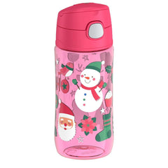 16oz THERMOS® KIDS PLASTIC WATER BOTTLE PINK SNOWMAN