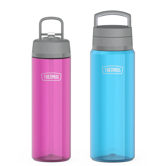 26oz Straw Lid & 32oz Screw Top Lid Lightweight Water Bottle Bundle - Aubergine & Teal