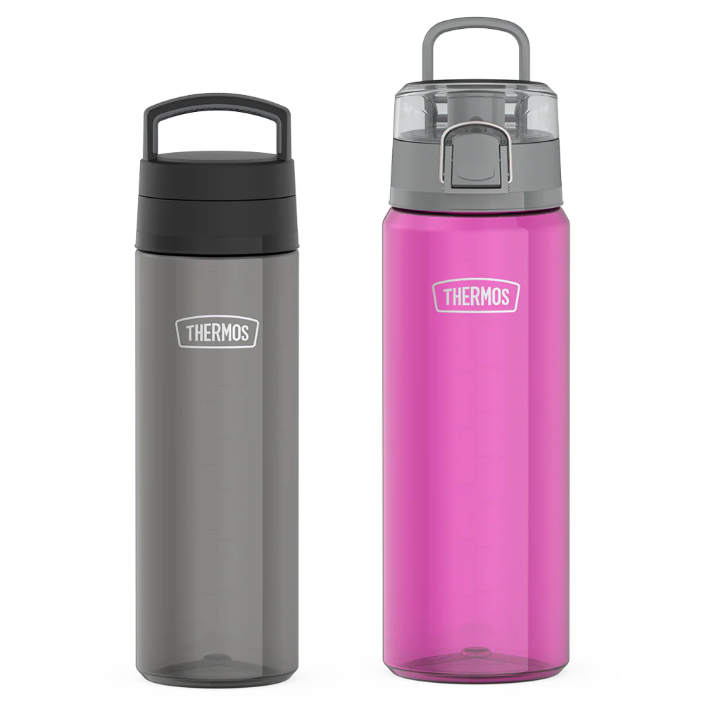 26oz Screw Top Lid & 32oz Spout Lid Lightweight Water Bottle Bundle - Smoke & Aubergine