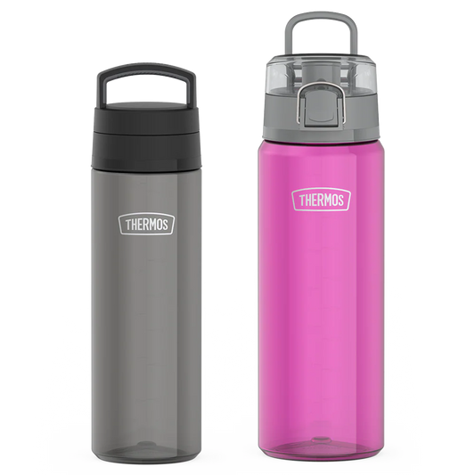 26oz Screw Top Lid & 32oz Spout Lid Lightweight Water Bottle Bundle - Smoke & Aubergine