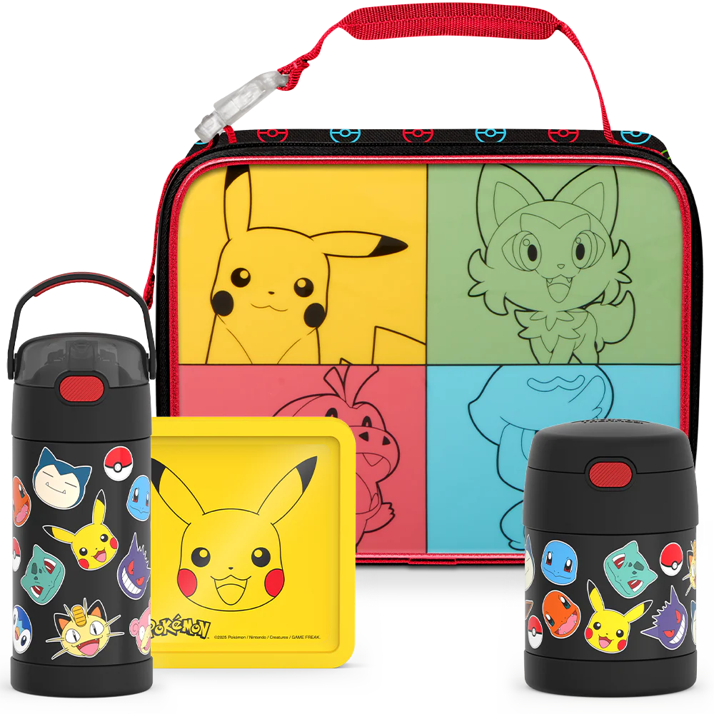 Pokémon Bundle - Soft Lunch Box, 12oz FUNtainer® Water Bottle, 10oz FUNtainer® Food Jar & Hard Ice