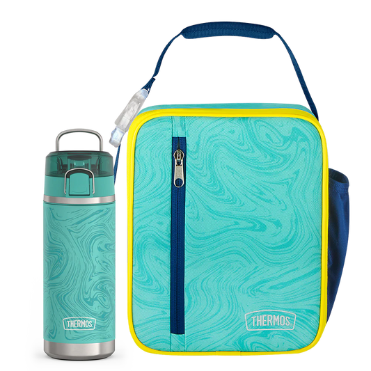 Teal Marble Upright & 18oz Icon™ Kids Water Bottle Bundle