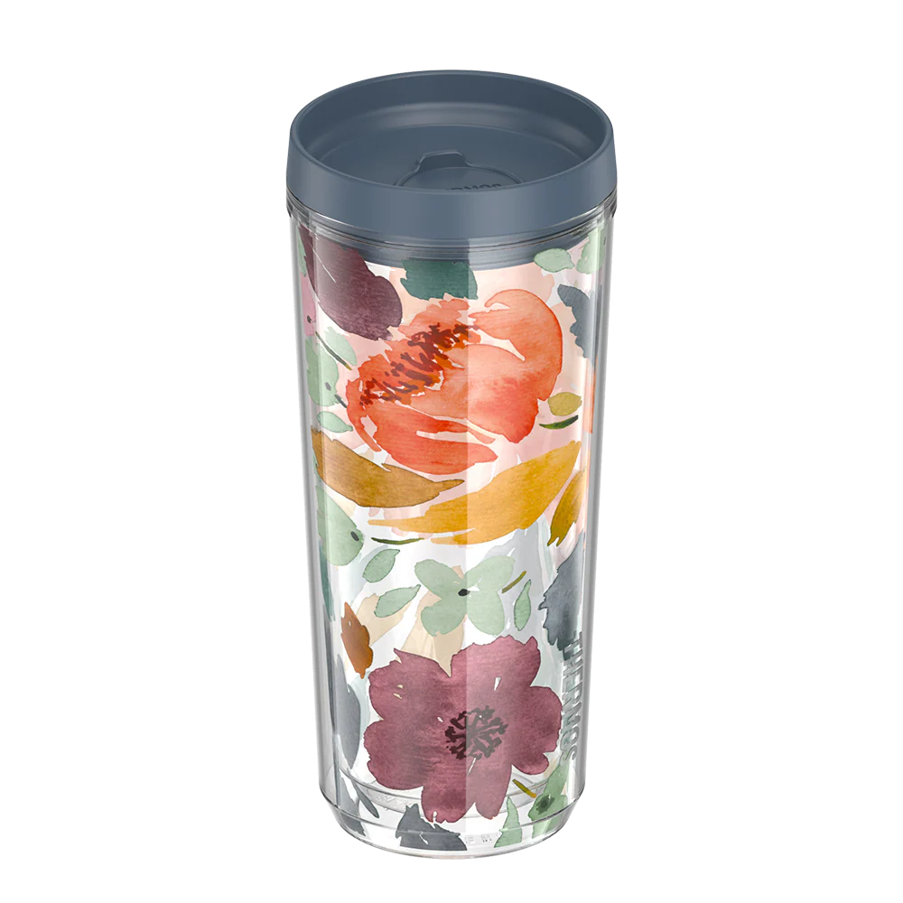 24oz DOUBLE WALL TUMBLER WATERCOLOR FLORAL