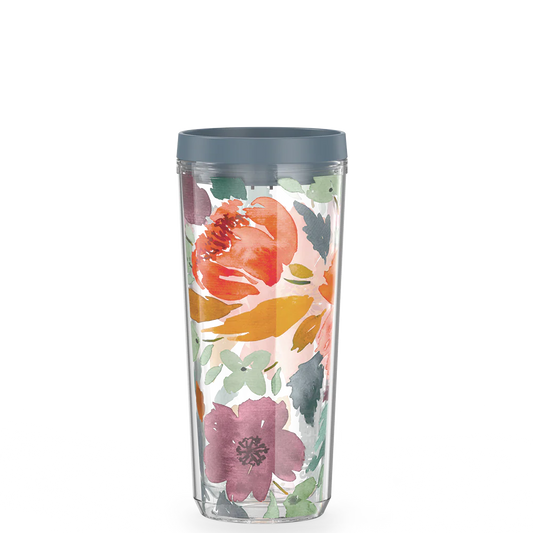 24oz DOUBLE WALL TUMBLER WATERCOLOR FLORAL