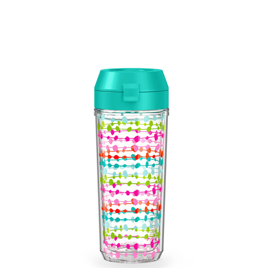 18oz DOUBLE WALL WATER BOTTLE MULTI COLORED ROWS