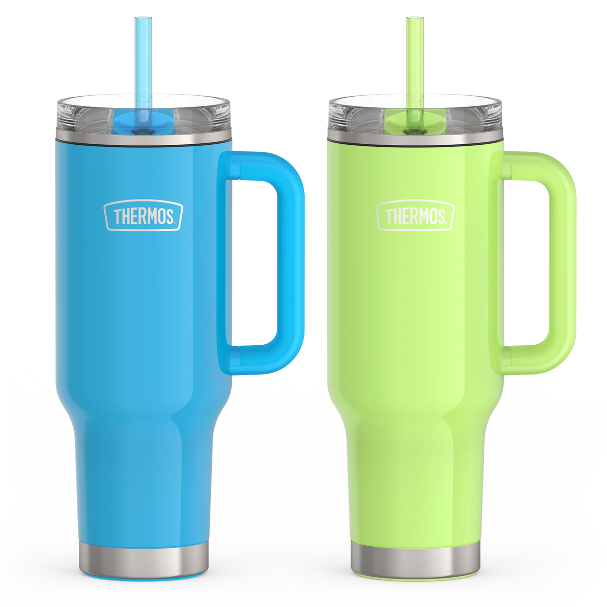 40oz Glossy Cup Holder Mug Bundle - Bright Blue & Lime
