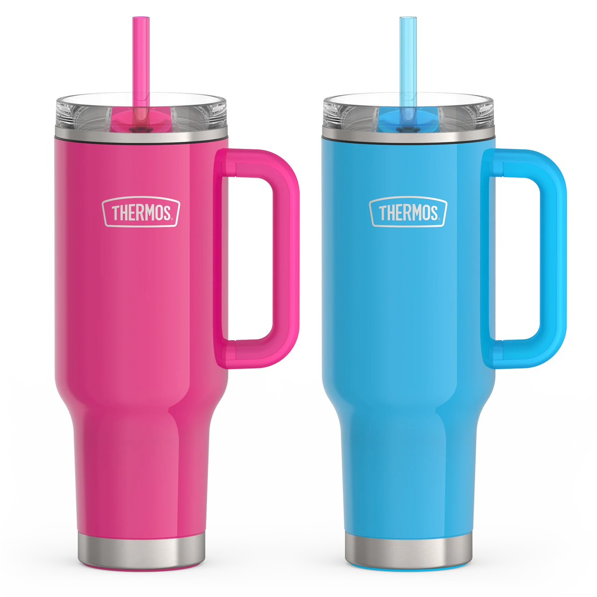 40oz Glossy Cup Holder Mug Bundle - Hot Pink & Bright Blue