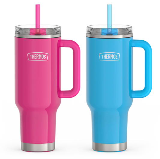 40oz Glossy Cup Holder Mug Bundle - Hot Pink & Bright Blue