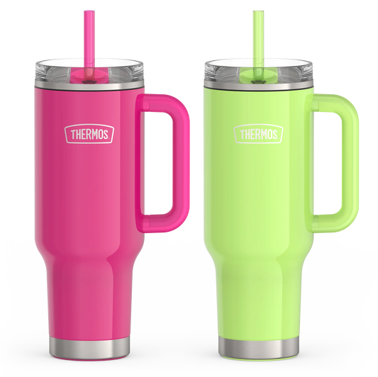 40oz Glossy Cup Holder Mug Bundle - Hot Pink & Lime