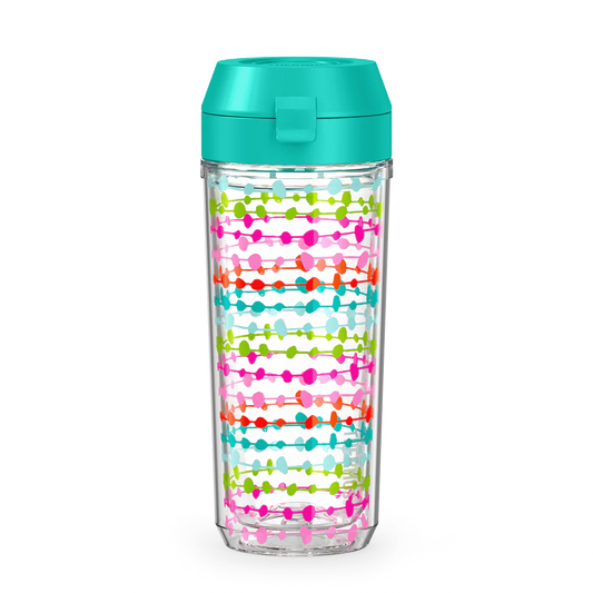 18oz DOUBLE WALL WATER BOTTLE MULTI COLORED ROWS